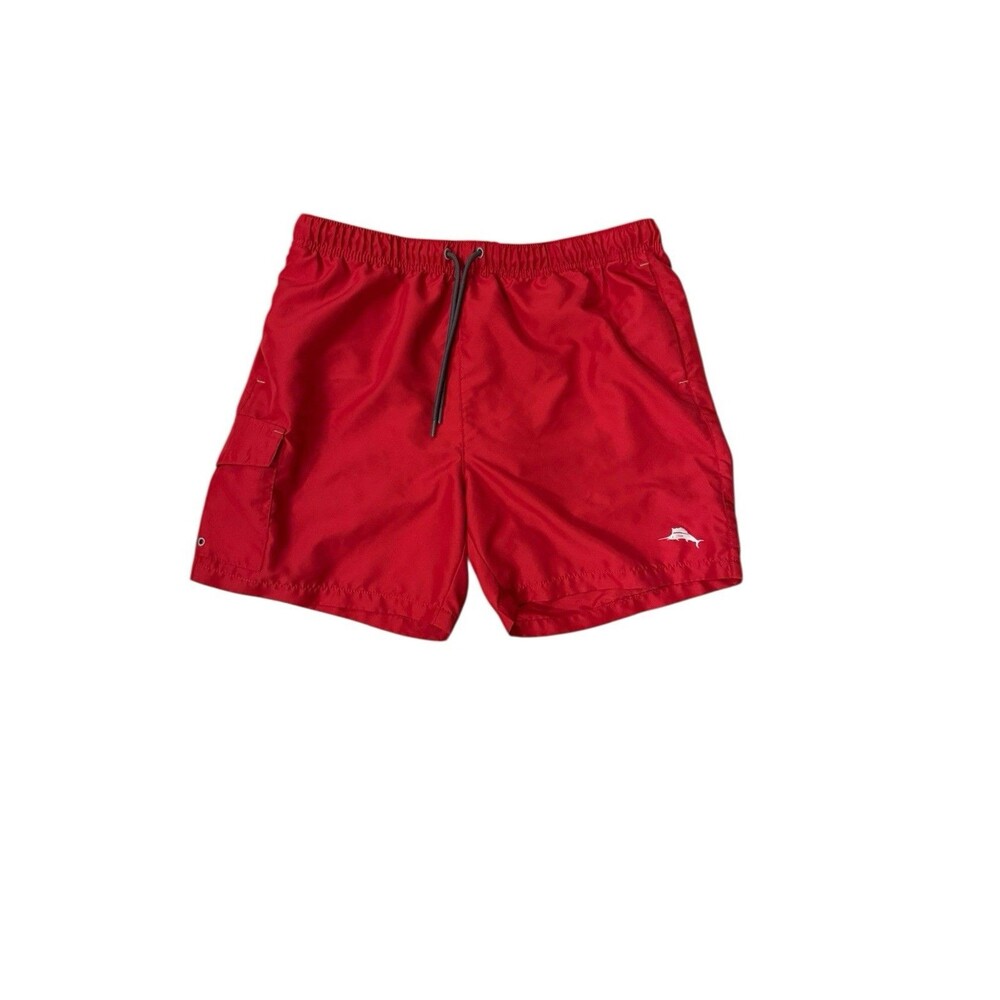 Tommy Bahama Relax Swim Liner Trunks Short Men's Size L Red Cargo Drawstring‎